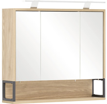 Spiegelschrank Möbelpartner Limone 70 x 16 x 68 cm eiche hell 3-türig LED
