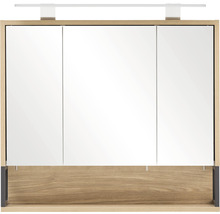Spiegelschrank Möbelpartner Limone 70 x 16 x 68 cm eiche hell 3-türig LED