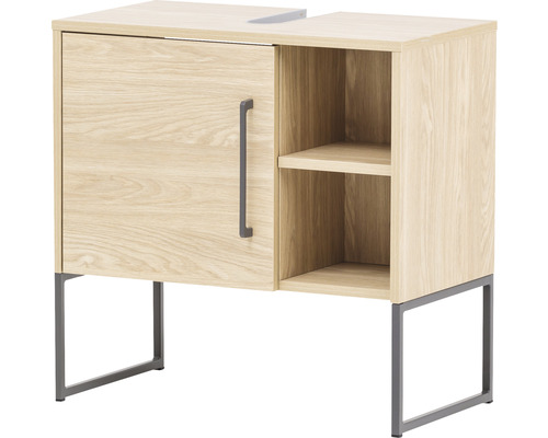 Waschbeckenunterschrank Möbelpartner Limone BxHxT 60.4x59.5x33 cm eiche hell Waschbeckenunterschrank aus Holz mit Tür und offenen Regalen