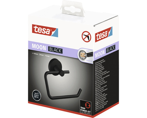 Tesa Moon Toilettenpapierhalter, mattschwarz, zur Wandmontage in Verpackung