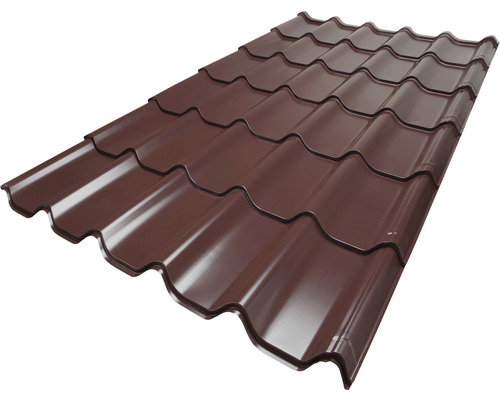 Tuile métallique PRECIT brun chocolat RAL 8017 1170 x 1460 x 0,5 mm