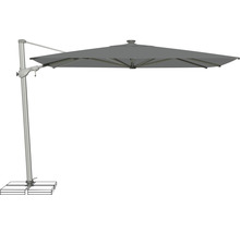Freiarm-Sonnenschirm mit grauem Schirm und Metallgestell