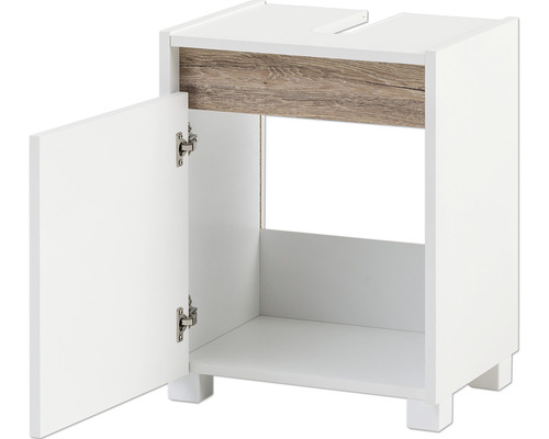 Meuble sous-vasque avec porte ouverte pour salle de bain