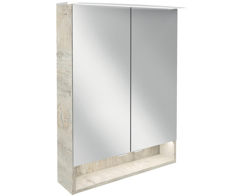 Spiegelschrank FACKELMANN 60 x 23.1 x 80.9 cm eiche natur 2-türig LED