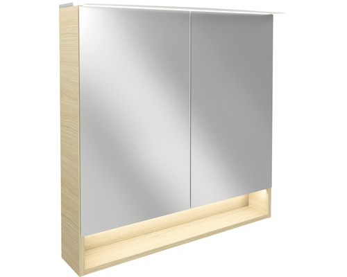 Armoire de toilette FACKELMANN 80 x 23.1 x 80.9 cm chêne clair sable 2 portes led