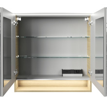 Spiegelschrank FACKELMANN 80 x 23.1 x 80.9 cm eiche hell sand 2-türig LED