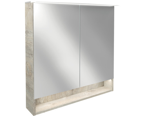 Spiegelschrank FACKELMANN 80 x 23.1 x 80.9 cm eiche natur 2-türig LED