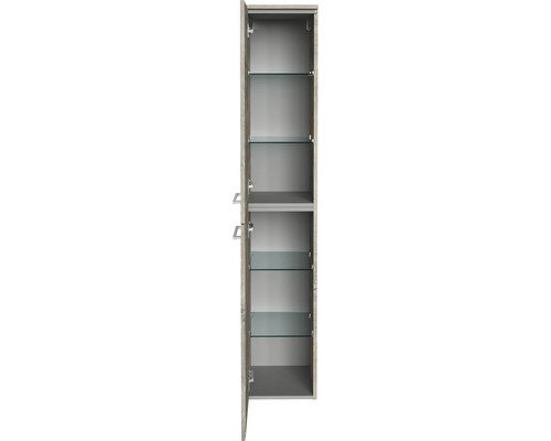 Armoire haute ouverte avec étagères en verre pour la salle de bain