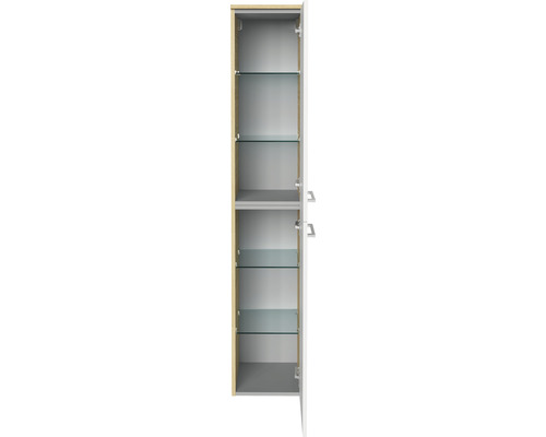 Armoire haute ouverte avec étagères en verre pour salle de bain