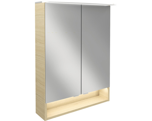 Spiegelschrank FACKELMANN 60 x 23.1 x 80.9 cm eiche hell sand 2-türig LED IP 20