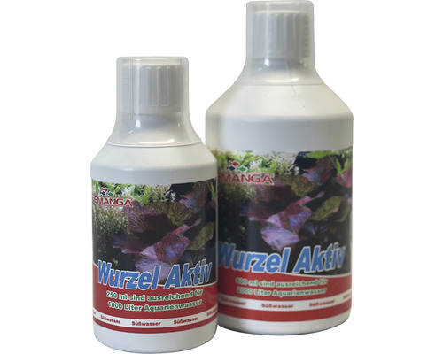 Deux bouteilles de Manga Wurzel Aktiv pour aquariums d''eau douce