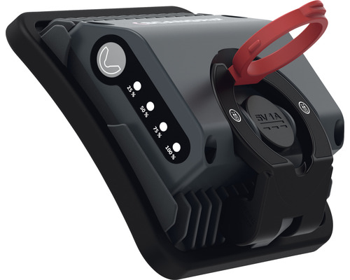 Vue détaillée d''une lampe avec indicateur de niveau de charge et port 5V 1A