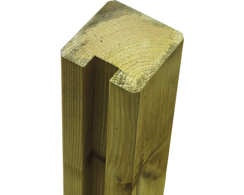Poteau en bois pour clôtures avec rainure