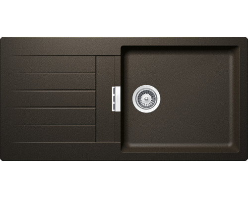 Évier à fleur de plan Schock SIGNUS D-100L FB 1000 x 500 mm bronze SIGD100LFBBRO Évier de cuisine foncé avec égouttoir et panier de crépine