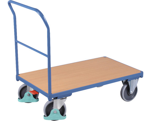 Chariot de transport avec étrier rétractable Classic-Line 1030x700 mm acier bleu capacité de charge 500 kg