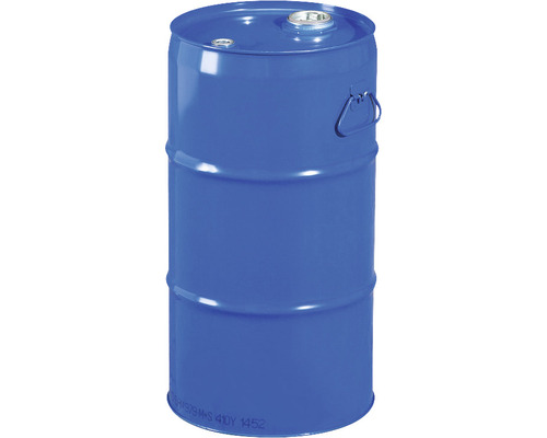 Stahl-Spundfass 60 l mit UN-Zulassung innen lackiert blau Blaues Stahlfass mit zwei Öffnungen und Tragegriffen