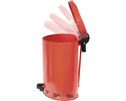 Poubelle à pédale en métal avec couvercle ouvert