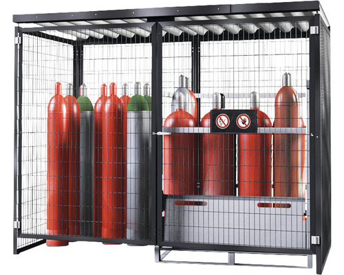 Armoire à bouteilles de gaz avec différentes bouteilles de gaz