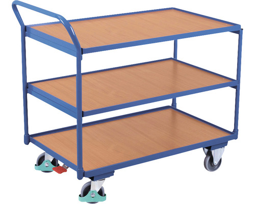 Table servante Classic-Line avec 3 tablettes 985x590 mm acier bleu capacité de charge 250 kg