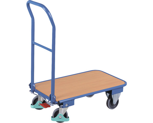 Chariot de transport avec étrier rabattable Classic-Line 720x450 mm acier bleu capacité de charge 150 kg