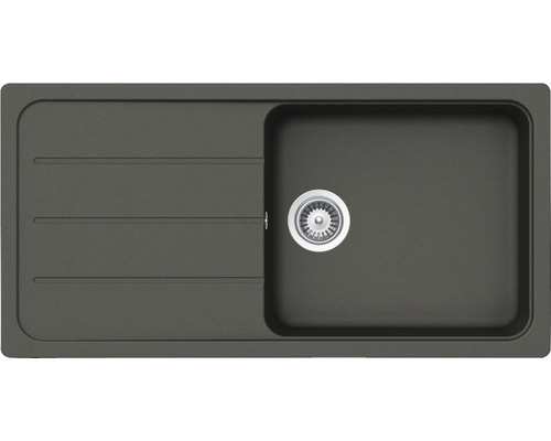 Évier à intégrer Schock FORMHAUS D-100L U 1000 x 500 mm asphalte FOMD100LUGAS Évier de cuisine gris foncé avec égouttoir