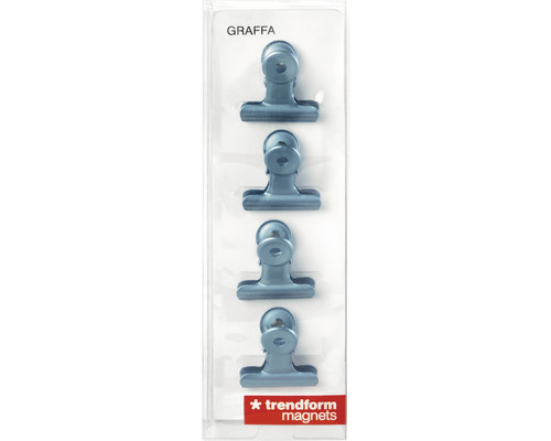 Quatre aimants en métal dans un emballage