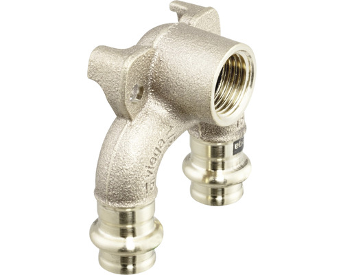 Raccord à sertir Viega Sanpress double raccord à fixation murale 15 x 1/2" 687692 Viega Coude mural sanitaire en bronze rouge avec filetage et raccord à sertir