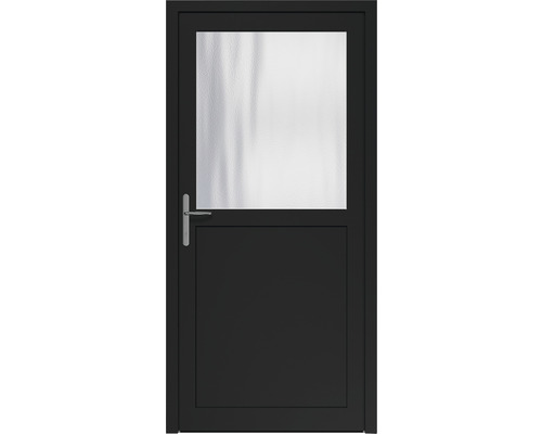 Porte de service A01 1000x2000 mm tirant gauche blanc/anthracite avec verre Mastercarre avec jeu de poignées, cylindre profilé