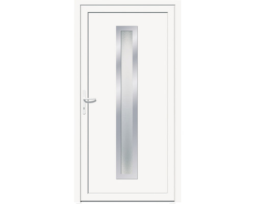 Porte de service A21 1000x2000 mm tirant gauche blanc/blanc avec verre transparent avec jeu de poignées, cylindre profilé