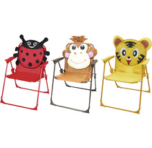 Drei Kinder Campingstühle mit Motiven: Marienkäfer, Affe und Tiger