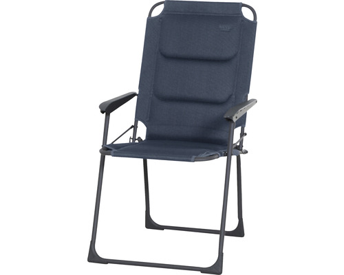 Chaise de camping Siena Garden Premium bleu alu / maille 2D Chaise de camping avec accoudoirs et dossier rembourré