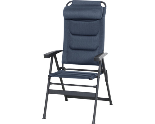 Fauteuil de camping Siena Garden Premium bleu alu, maille 2D Chaise de camping pliante avec dossier haut et appui-tête