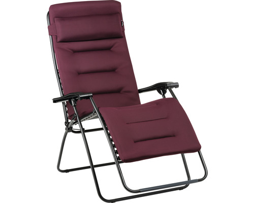 Fauteuil relax Lafuma Relax RSX Clip XL, Air Comfort bordeaux Air Comfort bordeaux / acier noir Chaise longue de jardin avec cadre en acier et revêtement rembourré