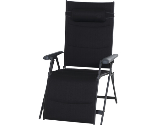 Campingstuhl Siena Garden Camping Relax Premium anthrazit Alu/2D Mesh Verstellbarer Relaxsessel mit Kopfkissen für den Garten.