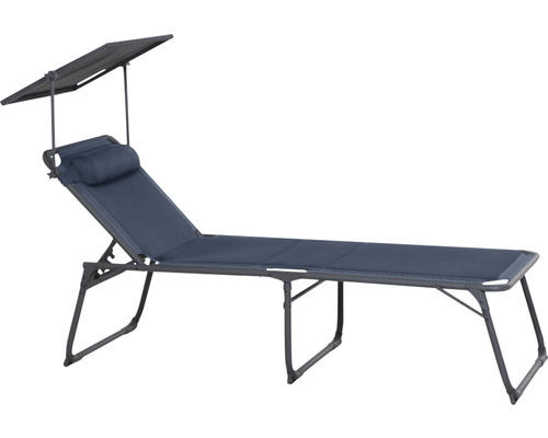 Alu-Campingliege Siena Garden Premium blau Alu / 2D Mesh Sonnenliege mit Sonnendach für den Aussenbereich