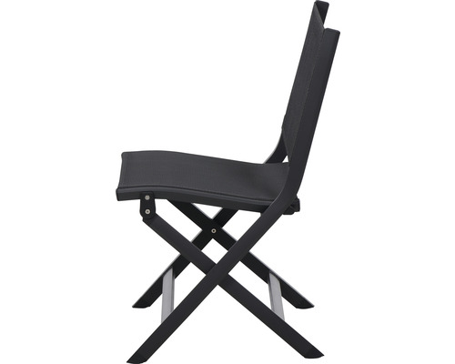 Schwarzer Klappstuhl aus Aluminium und Textil