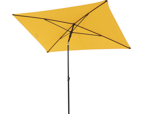 Parasol rectangulaire jaune avec armature noire