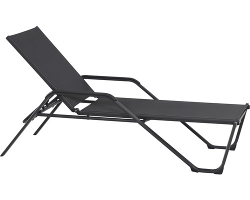Sonnenliege Siena Garden Tesoro, matt anthrazit Alu, Textilbezug silber schwarz Gartenliege mit Armlehnen