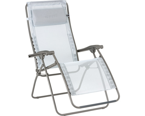 Fauteuil relax Lafuma Relax RSXA Clip, Batyline ciel Batyline ciel / acier titane Chaise longue relax avec appui-tête et accoudoirs réglables