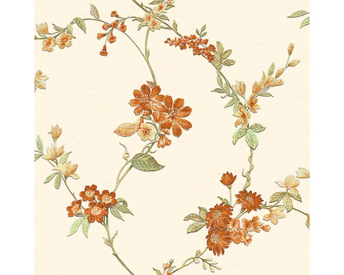 Papier peint intissé FT221211 Fabric Touch Floral orange beige Papier peint à motif floral