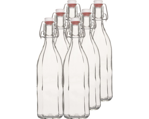 Saftflasche, Vorratsflasche Mehrkant inkl. Bügelverschluss 500ml 6 Stk.