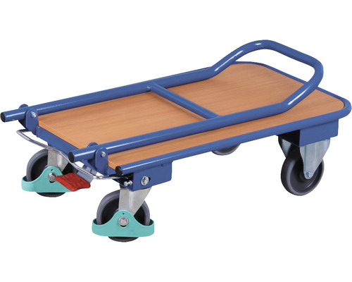 Transportwagen mit klappbarem Griff und Holzplattform