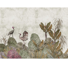 Papier peint avec plantes et grues