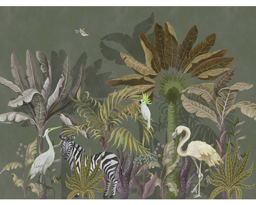 Papier peint panoramique intissé 38237-1 The Wall jungle animaux et plantes 7 pces 371 x 280 cm