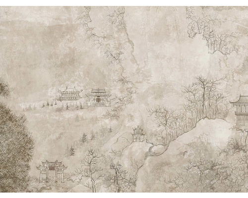 Papier peint panoramique intissé 38247-1 The Wall paysage et pagodes d'Asie 7 pces 371 x 280 cm