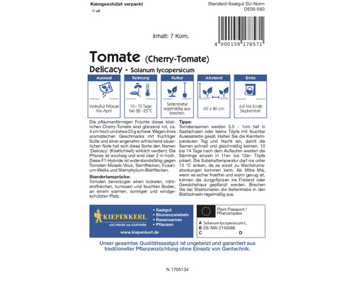 Semences de tomates de la variété Delicacy, une tomate cerise