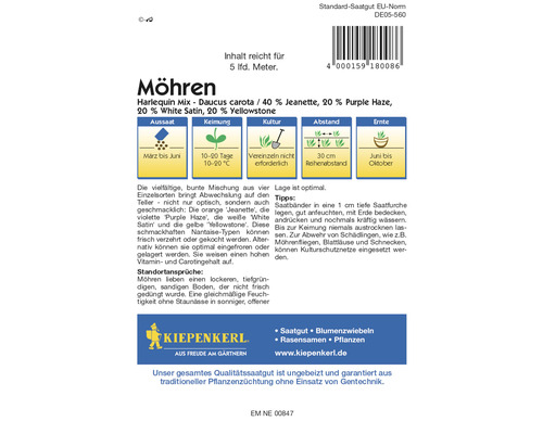 Möhren Harlequin Mix Saatgutpackung