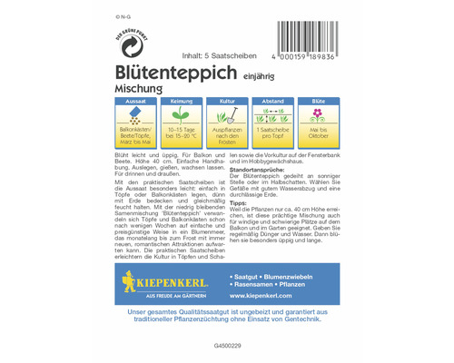 Mélange de fleurs annuelles en tapis, paquet de graines