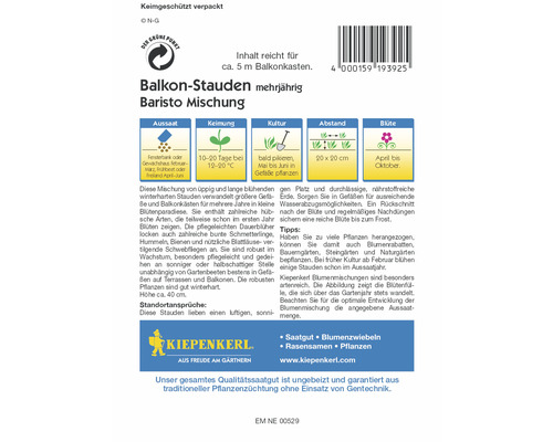 Samenpackung Baristo Mischung mehrjährige Balkon Stauden