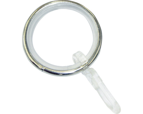 Anneau pour rideaux rond avec crochets et insert coulissant pour Kreta Ø 16/19 mm 10 pces